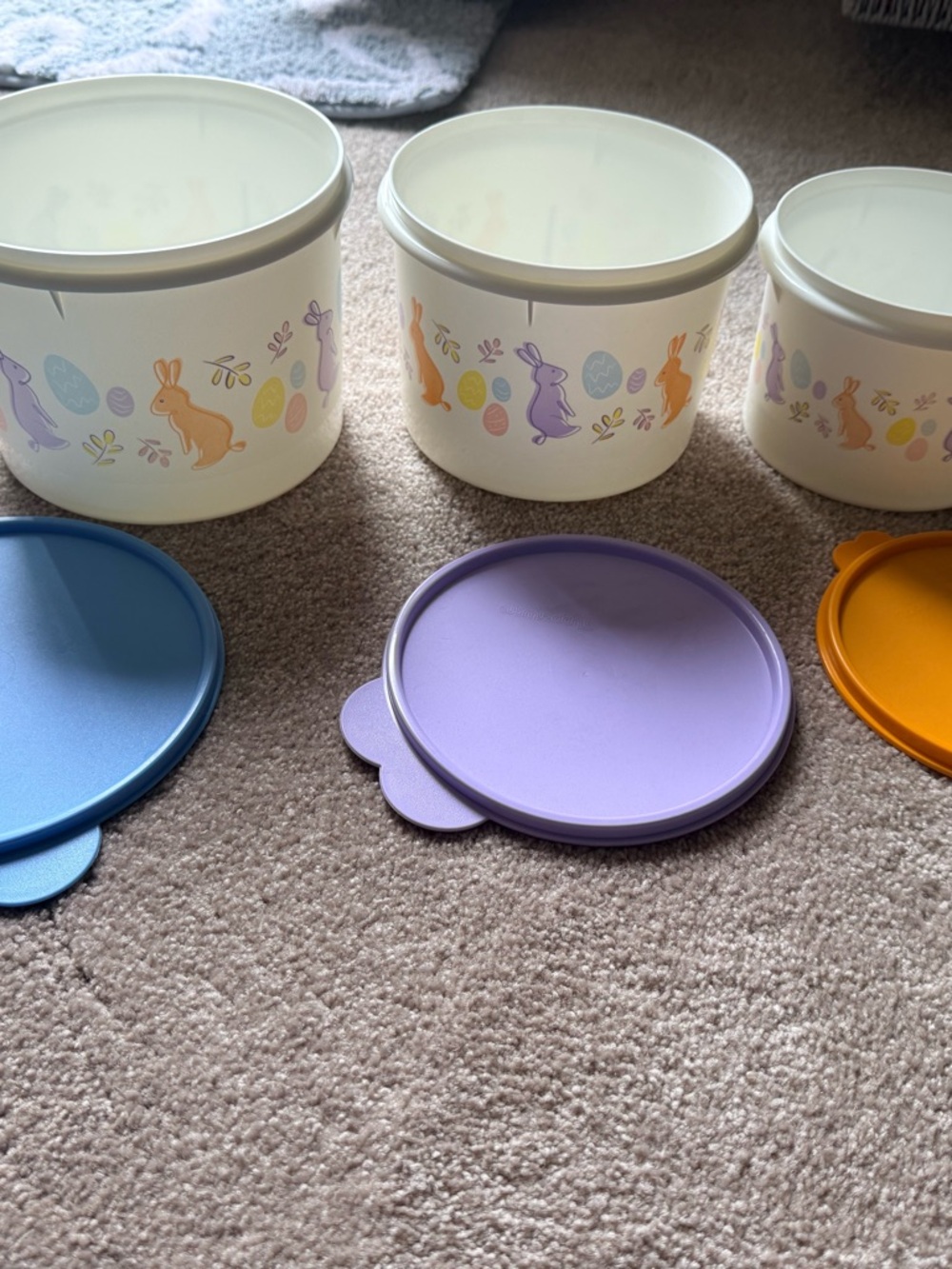 Easter Bunny Nesting Storage Canisters with Colored Lids Tupperware